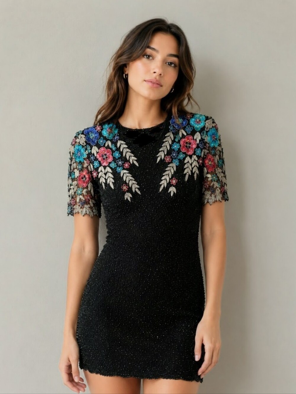 Vintage Laurence Kazar Silk Beaded Dress